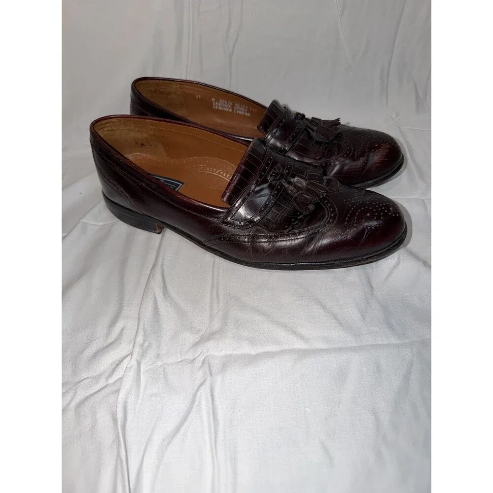 Bostonian Classics First Flex Brown Tassel Wingtip Loafers Men's Shoes 11